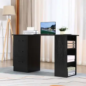 HOMCOM Computer Desk w/ Storage, Writing Study Table for Home Office, Black