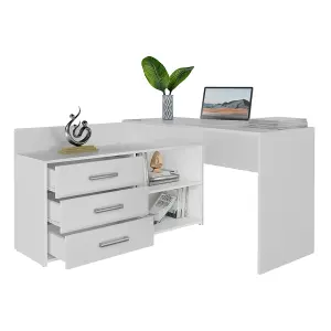 Dany Corner Desk with Drawers White