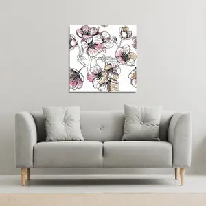 Flower Illustration (Canvas Print) / 101 x 101 x 4cm