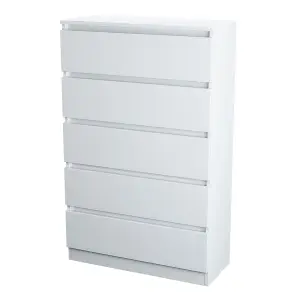 SunDaze Chest of Drawers Storage Bedroom Furniture Cabinet 5 Drawer White 70x40x112cm