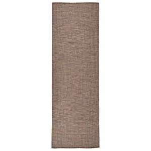 Outdoor Flatweave Rug 80x250 cm Brown