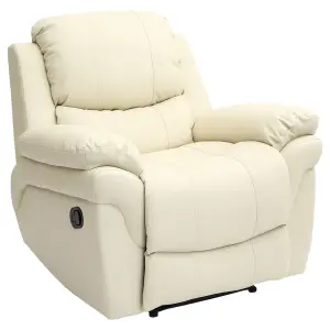 Madison Bonded Leather Recliner Armchair Sofa Home Lounge Chair Reclining Gaming (Cream)