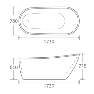 Idra White Freestanding Slipper Bath (L)1730mm (W)780mm