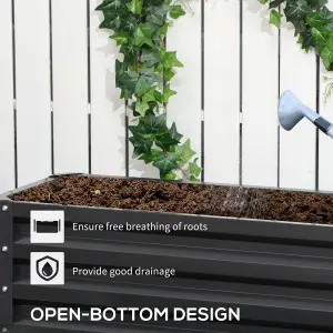 Outsunny 2 Tier Galvanised Raised Garden Bed Planter Box Open Bottom Dark Grey