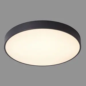 Luminosa Modern LED Flush Ceiling Light Black, Warm White 3000K 3600lm