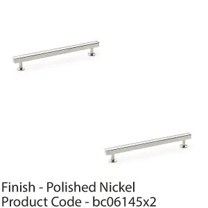 2 PACK - Straight Square Bar Pull Handle Polished Nickel 192mm Centres SOLID BRASS Drawer