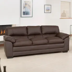 Genoa 214cm Brown Bonded Leather 3 Seat Sofa with 135cm Wide x 187cm Deep Sofa Bed