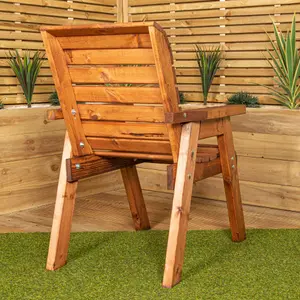 Charles Taylor Hand Made Traditional Chunky Rustic Wooden Garden Chair Furniture Flat Packed