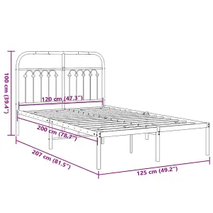 Berkfield Metal Bed Frame without Mattress with Headboard White 120x200cm