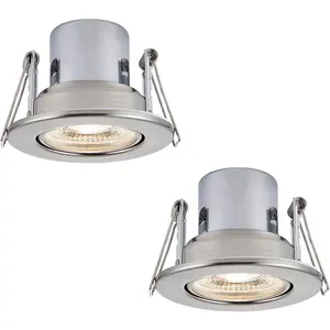 2 PACK Recessed Tiltable Ceiling Downlight - 8.5W Cool White LED Satin Nickel