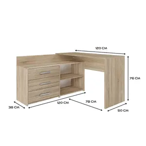 Dany Corner Desk with Drawers Sonoma Oak