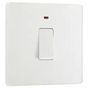 BG Evolve 20A Double Pole Single Wall Switch with LED Pearlescent White