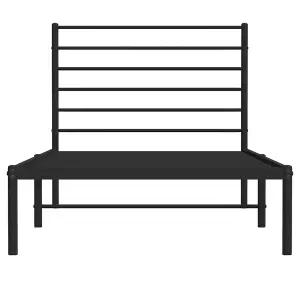 Berkfield Metal Bed Frame with Headboard Black 75x190 cm 2FT6 Small Single