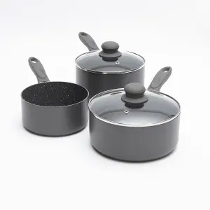 Durastone 5 Piece Grey Non-Stick Cookware Set - Aluminium Pots & Frying Pans