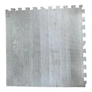 Interlocking EVA Floor Mats Grey Oak Effect 60cmx60cm Pack of 36