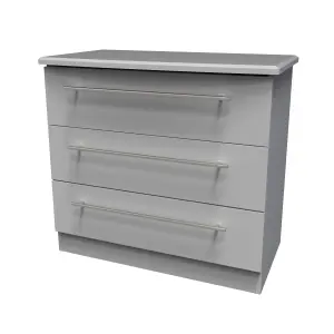 Ready assembled Matt grey 3 Drawer Chest of drawers (H)695mm (W)765mm (D)415mm