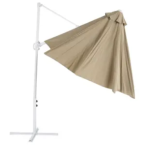 Cantilever Garden Parasol 2.95 m Taupe and White SAVONA II