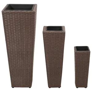 Berkfield Garden Raised Beds 3 pcs Poly Rattan Brown