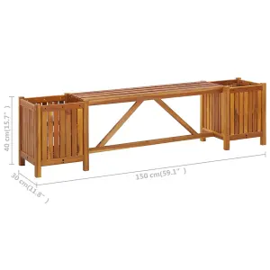 Berkfield Garden Bench with 2 Planters 150x30x40 cm Solid Acacia Wood