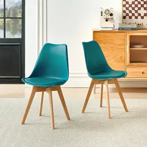 Nero Upholstered Dining Chair (Set of 2) Turquoise / Oak