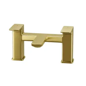 Nes Home Modern Brushed Brass Bathroom Square Deck Mounted Bath Filler Tap