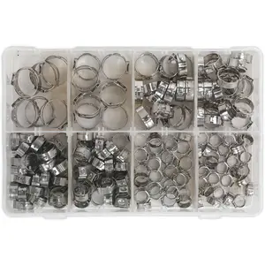 160 Piece Stainless Steel O-Clip Assortment - Single Ear - Various Sizes