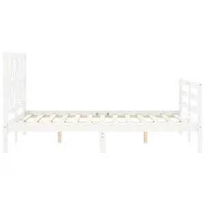 Berkfield Bed Frame with Headboard White 140x200 cm Solid Wood