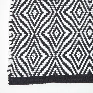 Homescapes Trance Black and White Diamond Pattern Recycled Fibre Rug, 66 x 200 cm