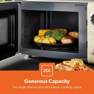 GEEPAS Retrovive 20L Digital Freestanding Microwave Oven 700W, Cream