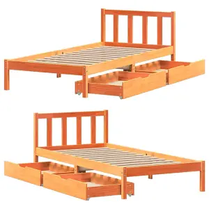 Berkfield Bed Frame without Mattress Wax Brown 100x200 cm Solid Wood Pine