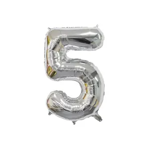 Realmax 5 Number Balloon Silver (One Size)