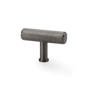 Knurled T Bar Cupboard Door Knob - 55mm x 38mm - Dark Bronze Unit Pull Handle