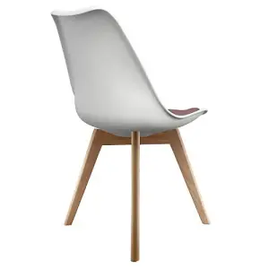 Soho White & Blush Pink Plastic Dining Chair with Squared Light Wood Legs