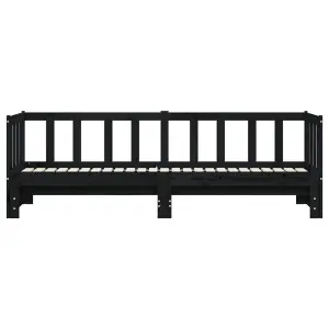 Berkfield Day Bed with Trundle Black 90x200 cm Solid Wood Pine