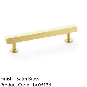 Straight Square Bar Pull Handle - Satin Brass 128mm Centres SOLID BRASS Drawer