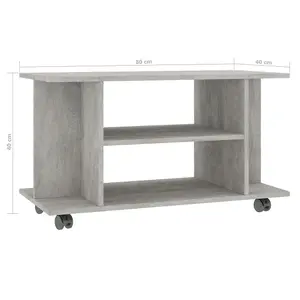 Berkfield TV Cabinet with Castors Concrete Grey 80x40x40 cm Engineered Wood