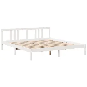 Berkfield Bookcase Bed without Mattress White 200x200 cm Solid Wood Pine