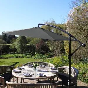 Grey 3m Cantilever Garden Parasol Hanging Umbrella