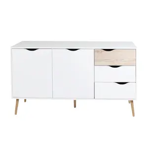 Brooke-Love Sideboard With Two Doors And Three Drawers, Measurements 147 X 81 X 39 Cm White/Oak