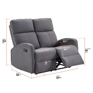 3+2 Manual Reclining Sofa Set with Cup Holders in Dark Grey Fabric - Parma