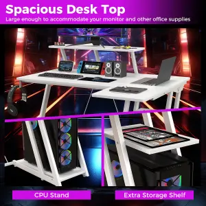 Costway L-Shaped Gaming Desk Small Computer Desk w/ Monitor Shelf & Outlets