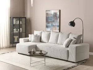 Corner Sofa LUSPA Light Beige Corduroy Right Hand