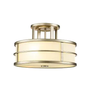 Luminosa Fusion 3 Light Cylindrical Ceiling Light, Painted Natural Brass