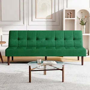 Dark Green Contemporary Faux Cashmere Convertible Sofa Bed