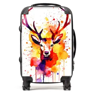 Watercolour Stag Face Suitcase - Cabin