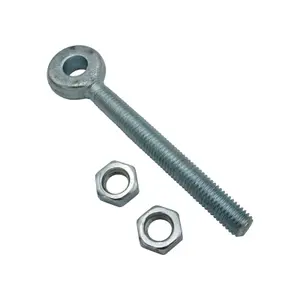 X2 20MM x 150MM Zinc Plated Swing Gate Eye Bolts With 2 Nuts (Bright Gate Hinge Eyebolt)