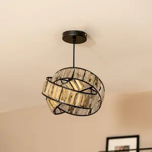 ValueLights Hudson Easy Fit Tortoise Shell Acrylic Jewel Twist Ring Ceiling Light Shade - Bulb Included