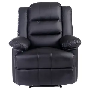 Loxley Bonded Leather Recliner Armchair Sofa Home Lounge Chair Reclining Gaming (Black)