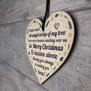 Christmas Memorial Decoration Hanging Wooden Heart Memorial Plaque For Mum Dad Nan