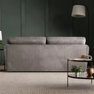 Dunelm Blake Curved Arm Jumbo Cord Standard Back 3 Seater Sofa, Mid Century, Jumbo Cord Grey, Fabric/Jumbo Cord